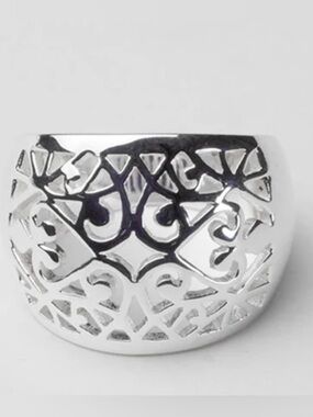 Sterling Silver Filigree Ring by Southern Gates, Size 8, Stamped 925. Handmade.